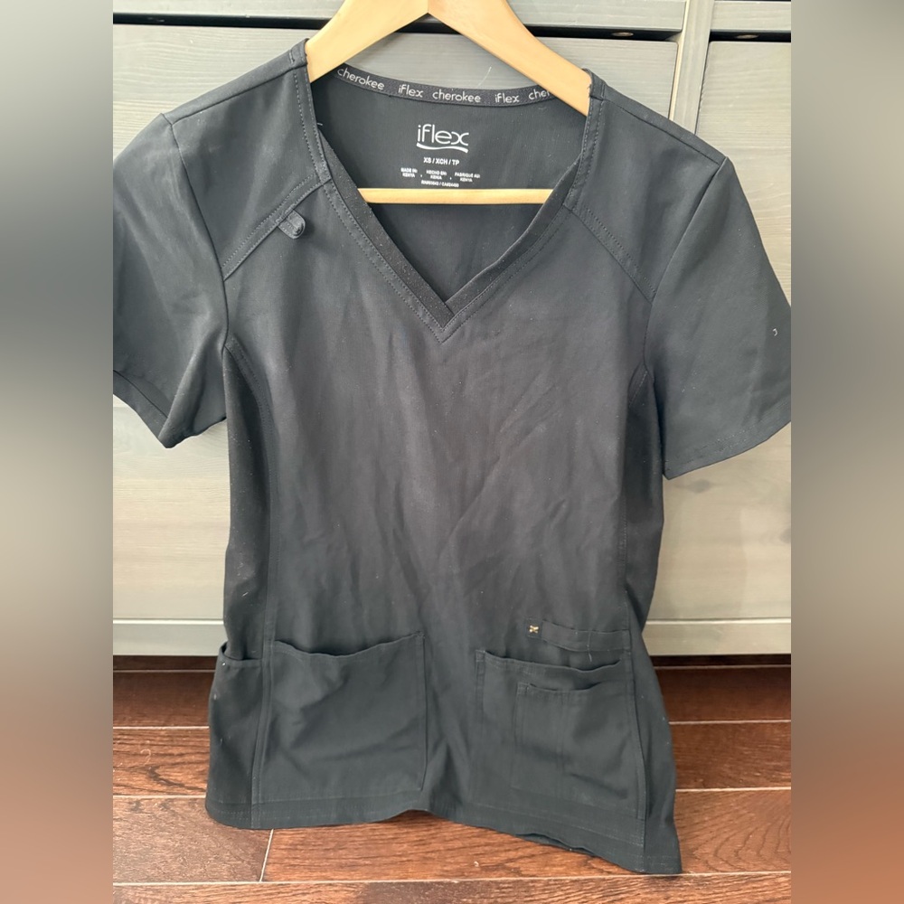 Cherokee iFlex Black V-Neck Scrub Top